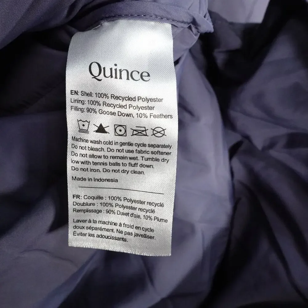 New Imperfect Quince Womens XS Responsible Down Long Puffer Coat Storm Blue $200